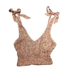 Hollister Halter Top Women's X-Small Pink Daisy Floral Boho Summer EUC‎